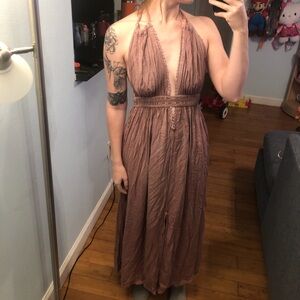 Free people Raviya Purple maxi dress with cutout details and tie back